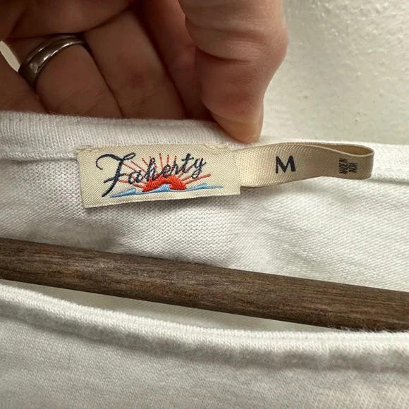 Faherty Sport Jersey Long-sleeve T-shirt In Green Cape May Stripe M - Picture 4 of 7